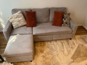 HONBAY Convertible Sectional Sofa, L Shaped Couch with Reversible Chaise for Small Space, Mid Blue HONBAY Convertible Sectional Sofa, L Shaped Couch w