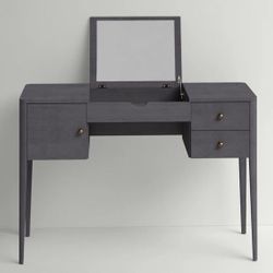 Vanity Desk With Fold-Top Mirror and Storage