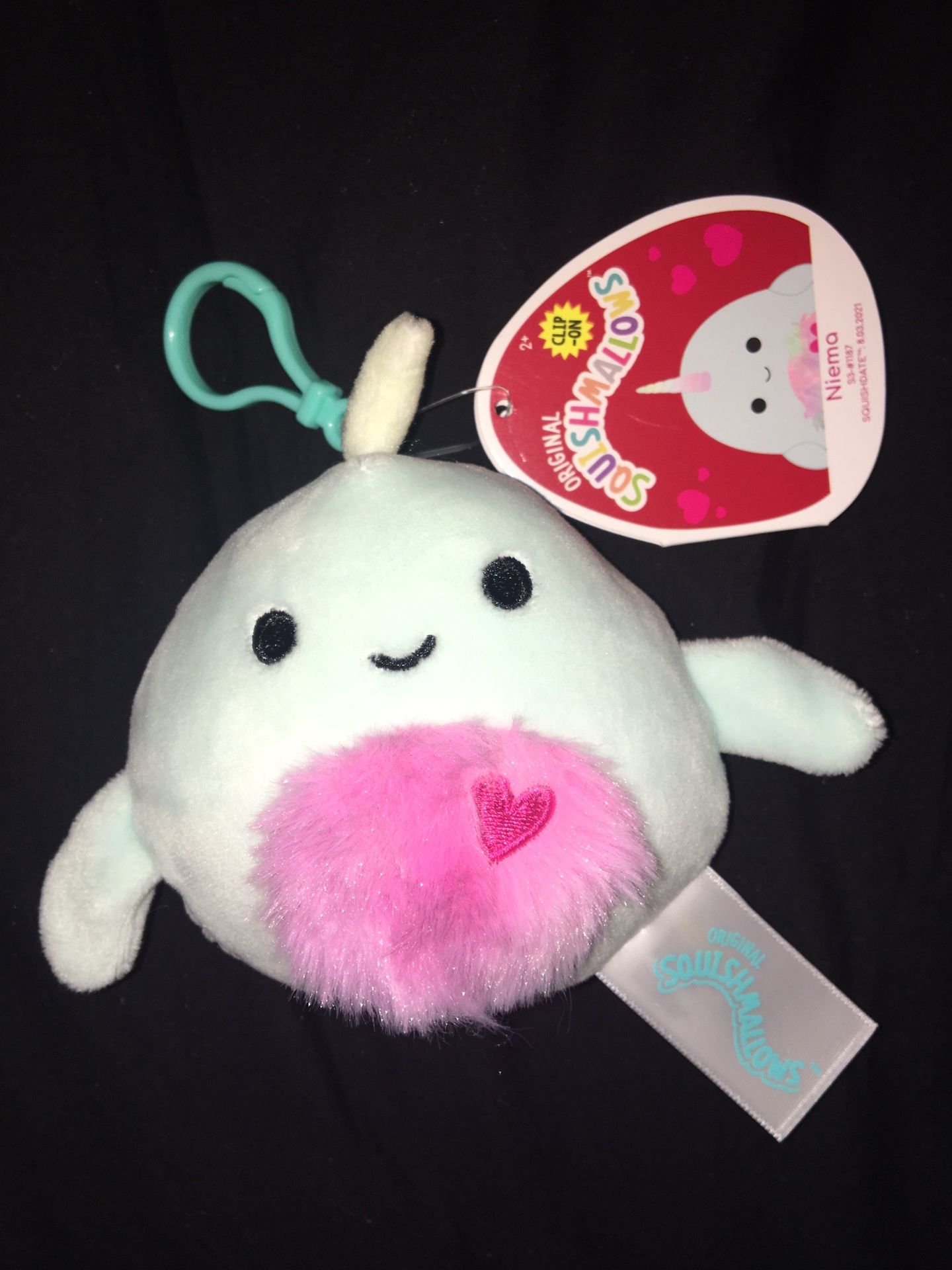 Squishmallow Niema 3.5” Narwhal Clip