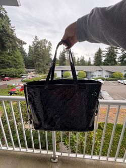 Black Glamaholic Monogram Tote Bag With Wristlet