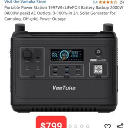 2000 W  Power Station, Portable Battery 
