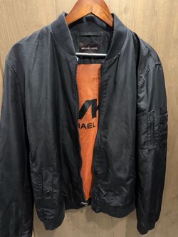 Michael Kors Men’s Black Bomber Jacket Orange Lining Size Large