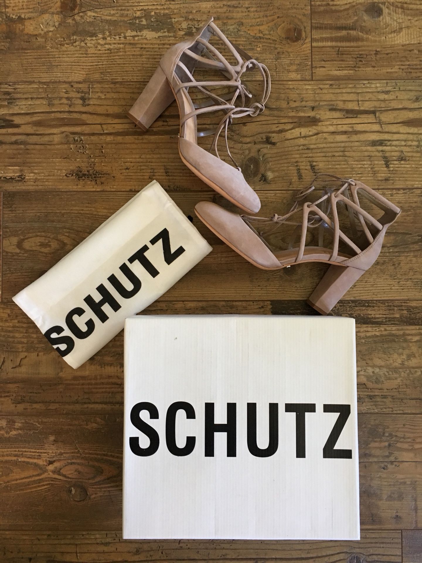 Anthropologie SCHUTZ ARYA CAGED LACE UP PUMP ~ Taupe/Neutral WOMENS Sz 9.5 ~ MSRP $198