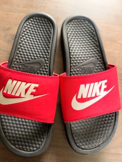Nike Benassi Slide Sandals Red Black