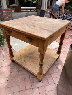 Rustic Wood Farmhouse Table with Drawer