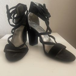 WORTHINGTON, Women’s Alexi Black Zip Heels, Open Toe, Size 7.5