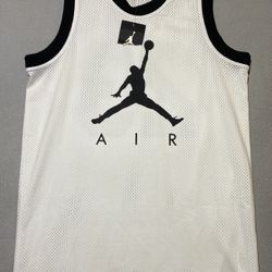 New Nike Air Jordan Jumpman AIR MESH JERSEY Men Small White Black Center Logo