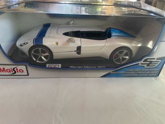 Maisto 1:18 Ferrari Monza SP1 White Blue Stripe Special Edition Diecast Car NIB