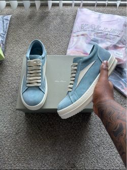 Rick Owens Low-Top Sneakers Light Blue Suede