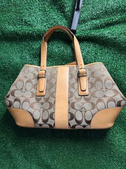 Coach Signature Canvas and Leather Trim Shoulder Bag