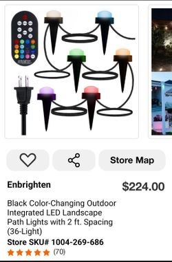 Black Color-Changing Outdoor Integrated LED Landscape Path Lights with 2ftt Spacing (36-Light)