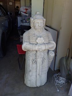 Large Stone Asian Warrior Guardsman Statue