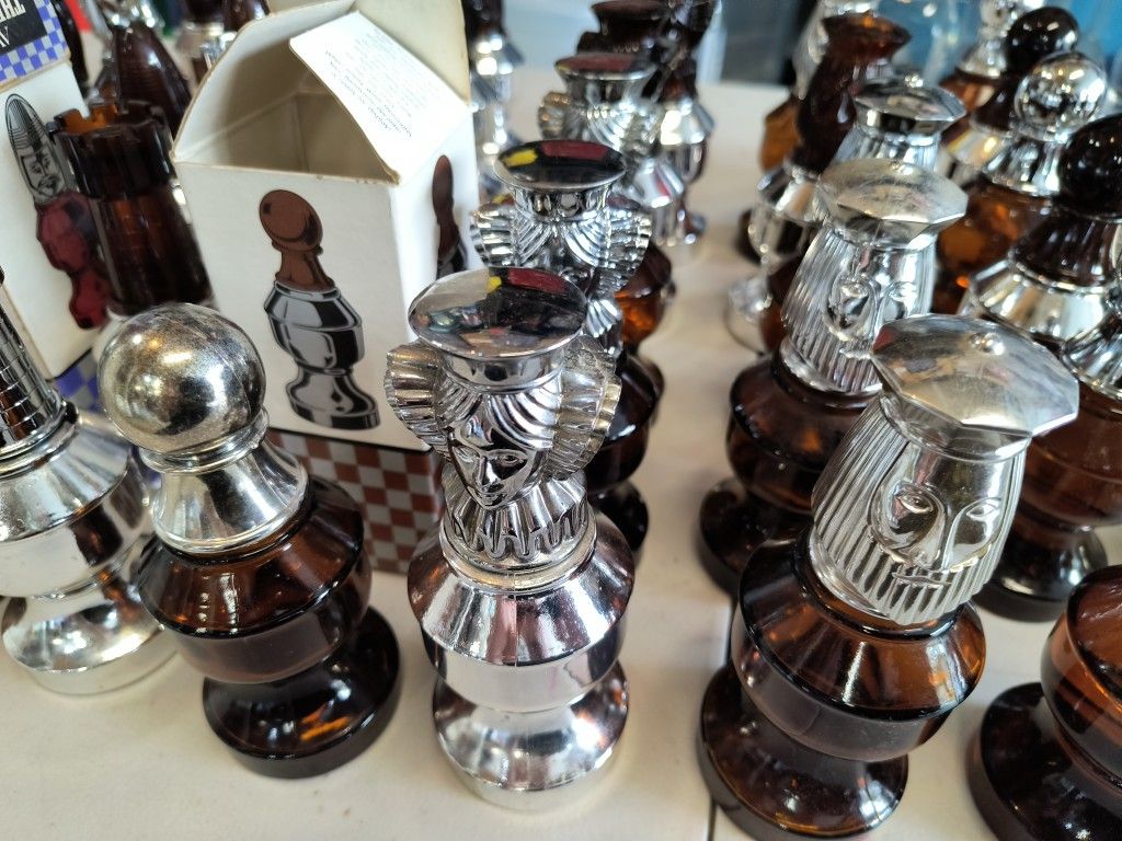 Large Lot Of Vintage Avon Chess Pieces Some With Cologne