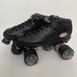 Riedell R3 Roller Skates Black Size 8 Cayman Wheels Men Speed Skates Pre - Owned