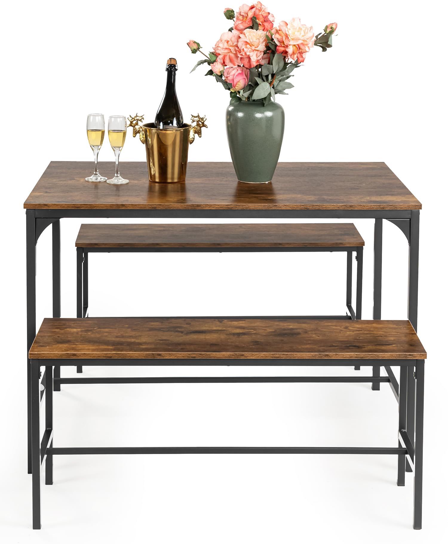 New Small Kitchen Table With 2 Dining Benches