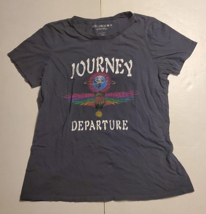 Journey T-Shirt Large Gray Departure Rock Band Concert Tour Merch Graphic Tee