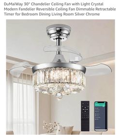 30" Crystal Chandelier Ceiling Fan