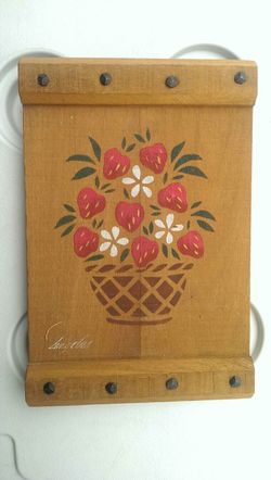 Wood hand painted strawberry sign