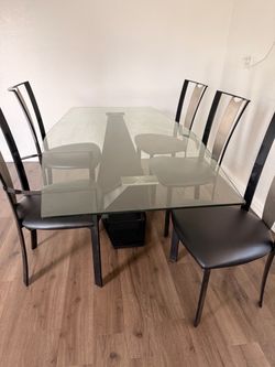 Glass Dining Table with 5 chairs