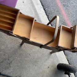 vintage sewing box with legs