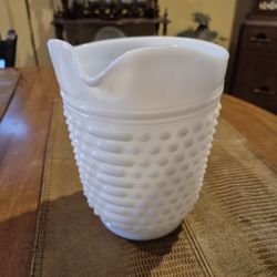 Vintage white hobnail milk glass pitcher