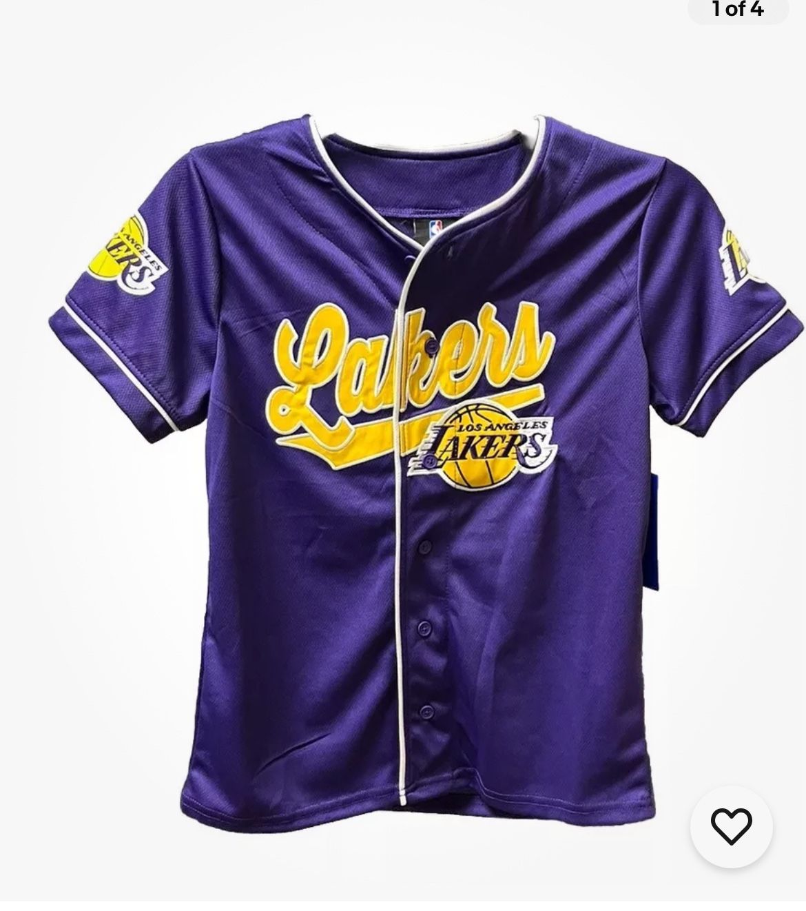 Los Angeles Lakers NBA Ultra Game Button Up Baseball Jersey Youth Boys Sz 10-12