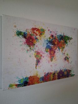 Colorful World Atlas Canvas Painting! 32 × 22