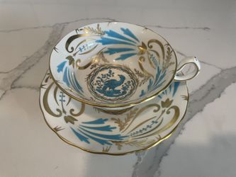 Royal Chelsea Turquoise And Bird Tea Cup And Saucer