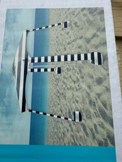Sun & Sky Striped Beach Canopy Shelter, 7 Ft, Navy & White Stripe Seven-foot beach canopy