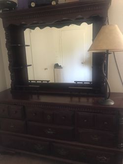 Furniture Dresser two piece. Mirror is set on top.