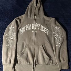 Human Vices full-zip hoodie Size Large, Color Gray