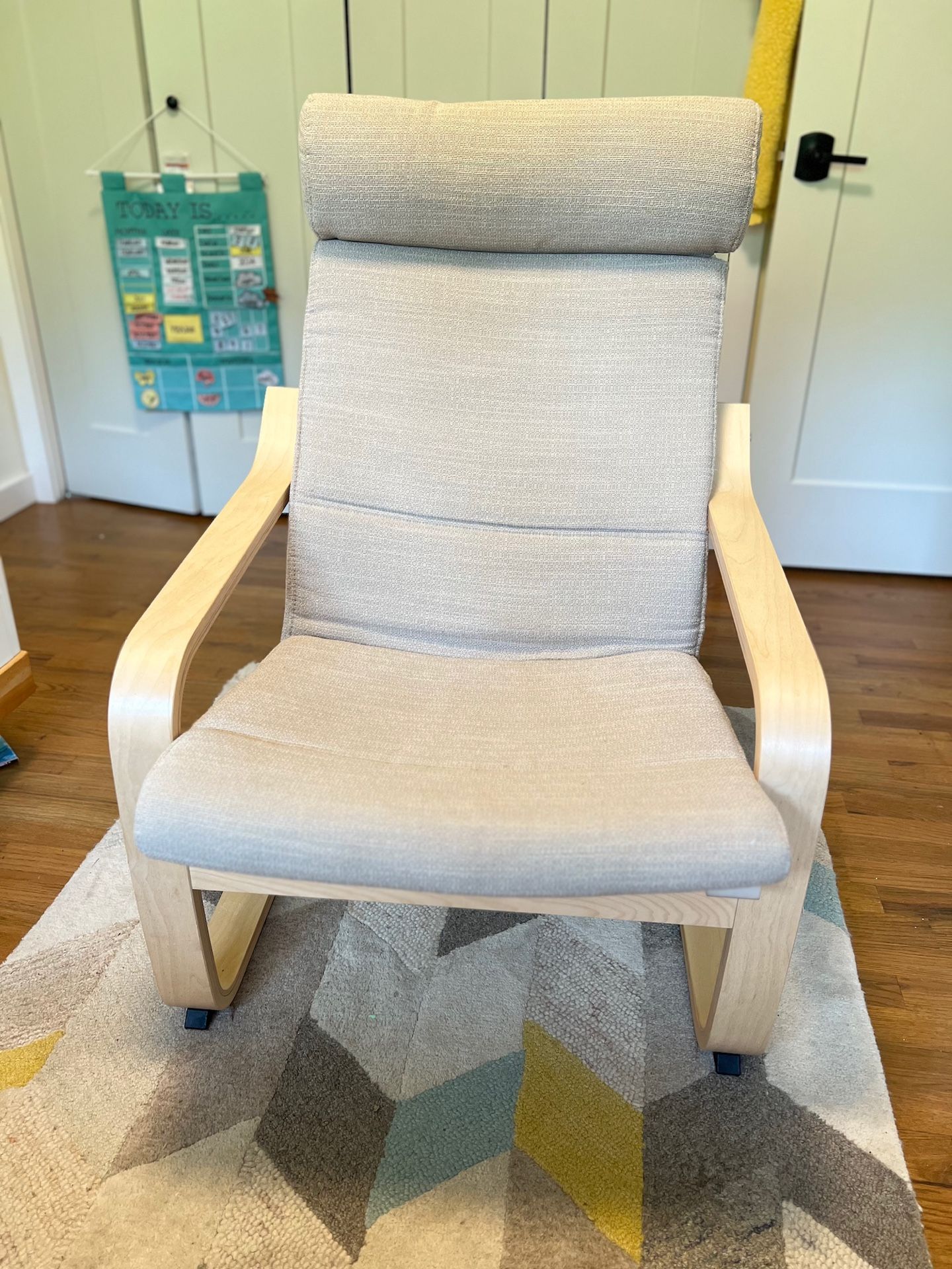 IKEA POÄNG Armchair, birch wood frame/light beige cover