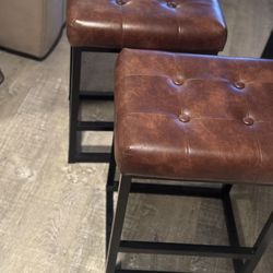 Two Faux Leather Stools