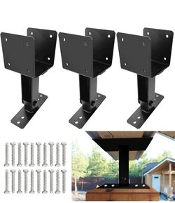 Roof Riser Brackets kit for Pation Pergola,Adjustable Angle Woodwork Post Brackets for 4x4 4x6 Lumber,Black Heavy Duty Roof Pergola Gazebo Patio Cover