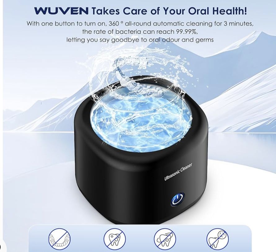 Wuven Ultrasonic Cleaner for Dentures, Invisalign, Mouth Guard, Aligner, Whitening Trays,