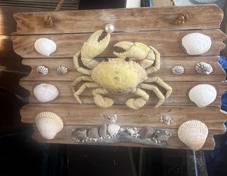 Hanging Picture With Crab And Sea Shells $20