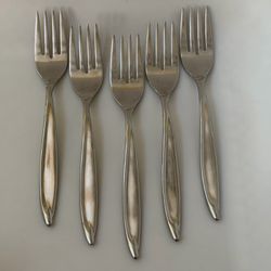 5pc INTERNATIONAL Americana Stainless Deluxe Salad Forks 6 5/8” Satin