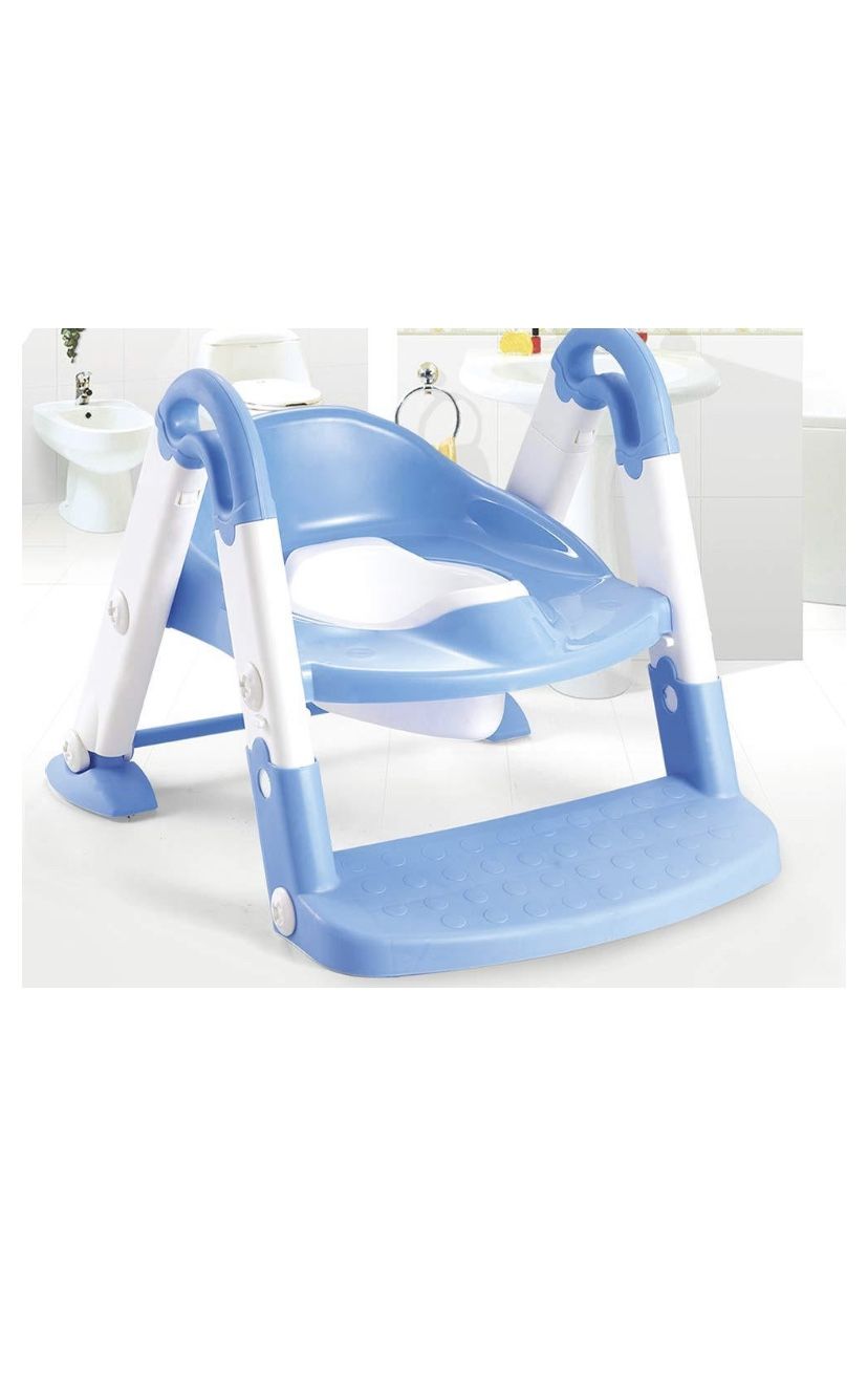 Kid’s 3 in 1 Potty Training Toilet Seat with Adjustable Ladder, Blue