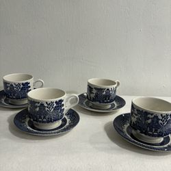 Vintage Churchill England Tea Cups And Saucers 
