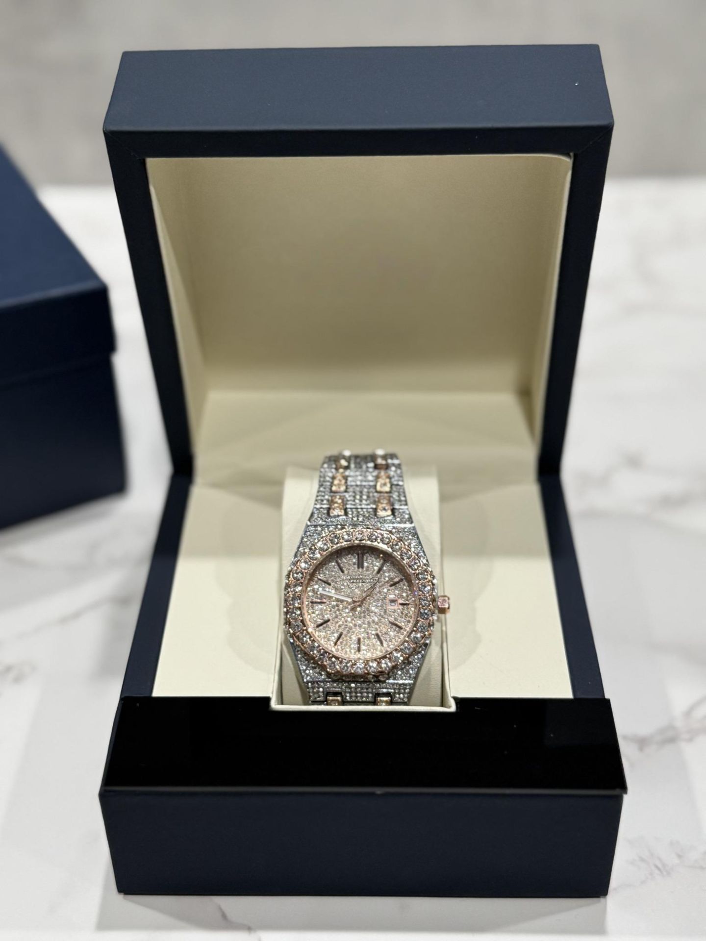 Iced Out Watch β Two Tone Rose Gold & Silver