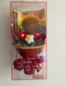 Handmade Crochet Sunflower Bouquet Gift Box