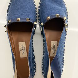 Valentino Studded Denim Espadrille Flats size 40