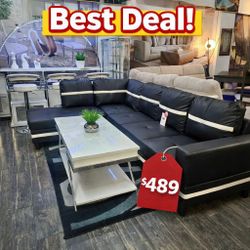 Black modern living room sectional sofa // Limited Time Offer 