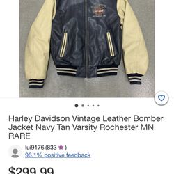 Vintage Harley Davidson Leather Bomber Jacket