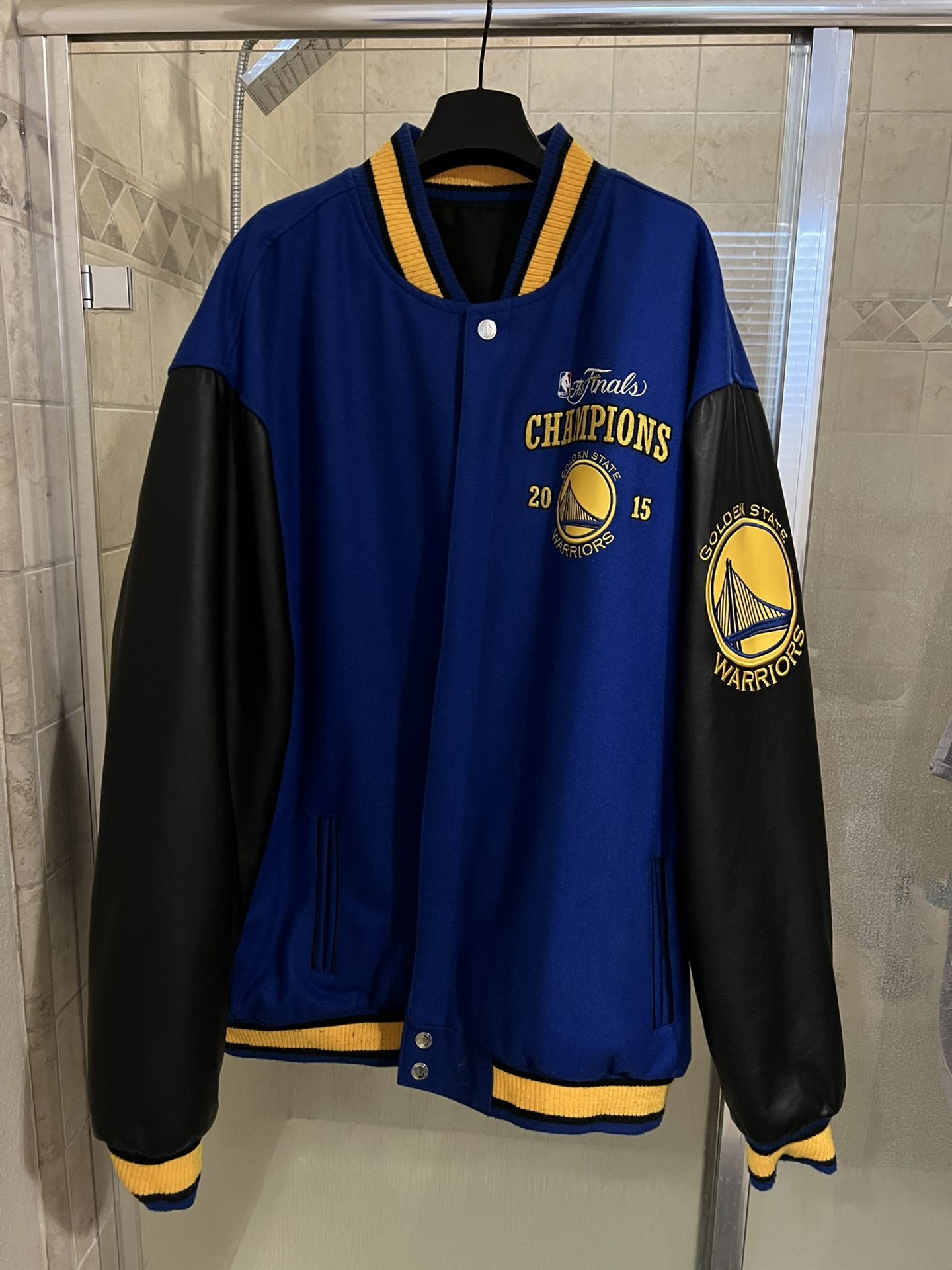 WARRIORS FINALS LEATHER JACKET-REVERSIBLE