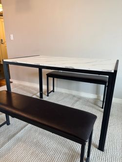 Dining Table Set with Two Benches