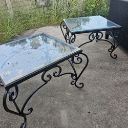 2 Glasstop Coffee Tables Iron With Glass