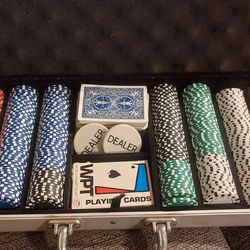 WPT poker chip set carrying case playing cards