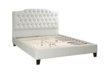 Brand new white faux leather full platform bedframe