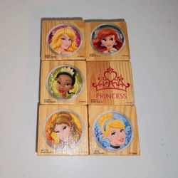 set of 6 small Disney Princesses rubber stamps .... used but good condition 